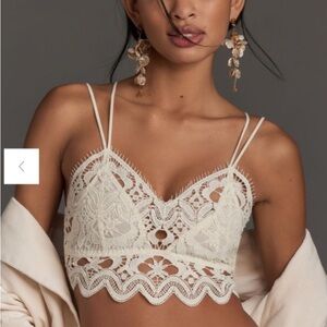 Anthropologie Cream Lace Detail Top size medium